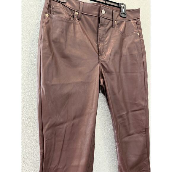 GAP Faux-Leather Vintage Slim Mid Rise Jeans Brown Leather - Picture 2 of 4